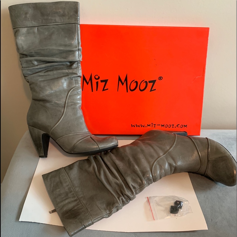 Miz Mooz Grey Leather Boots Sz. 8